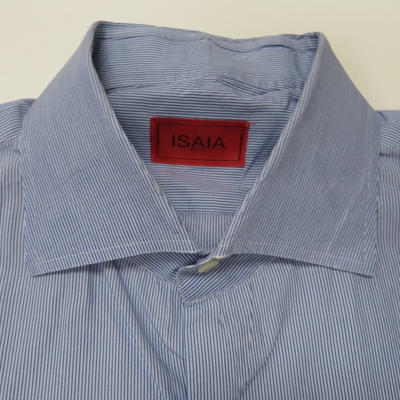 Isaia Other - ISAIA Napoli Dress Shirt 17 1/2 - 44 Blue Striped